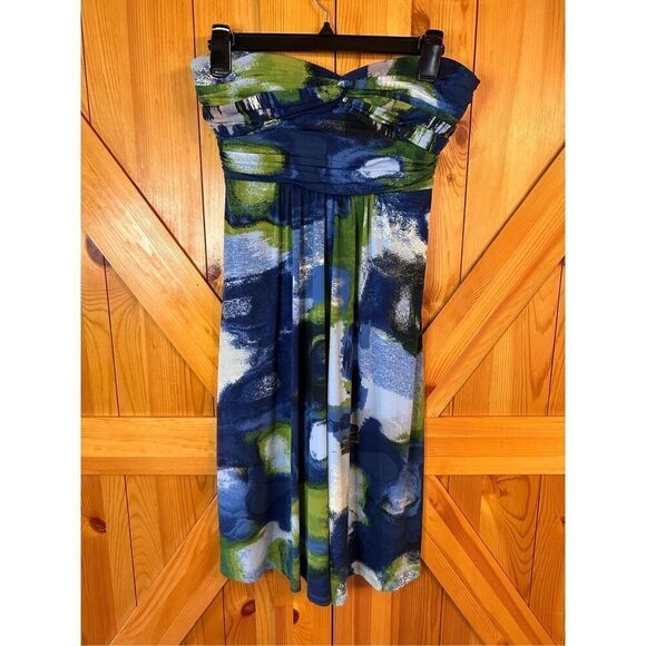 Laundry By Shelli Segal Blue and Green Mini Dress - Picture 1 of 6